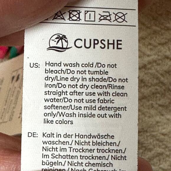 Cupshe Floral Smocked Bikini Set w/ Black Ribbed High Waist Cheeky Womens Small - Picture 10 of 11